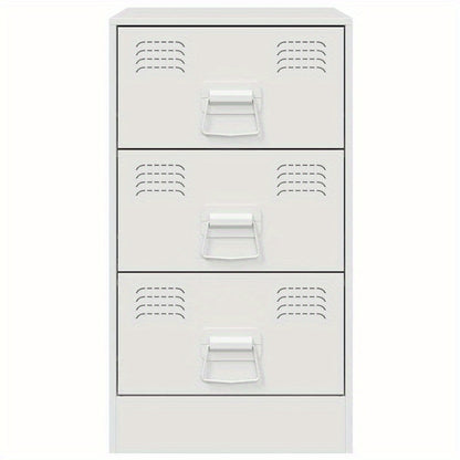 Nachtkastje – Bijzettafel – Kastje – Opbergkast – Slaapkamerkast – Wit Gelakt Staal – Compact 34,5x39x62 cm – Duurzaam & Modern Design