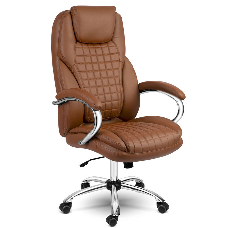 Bureaustoel – Stoel – Werkstoel – Bureaustoel Ergonomisch – Bureaufauteuil – Verstelbare Hoogte – Eco-Leren Bekleding – Schommelfunctie – Max. 120 kg Draagkracht - Bruin