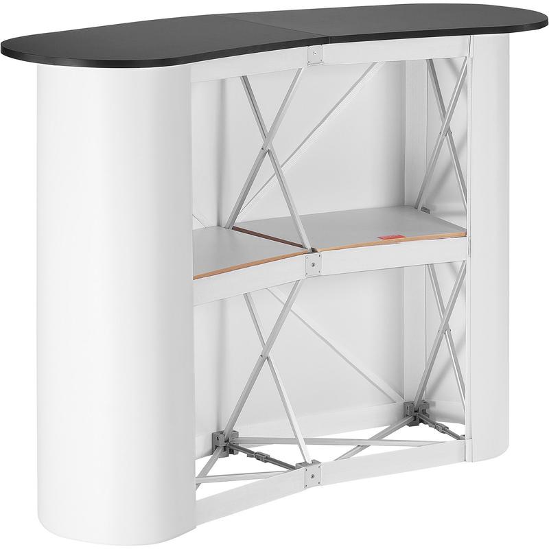 Portable Trade Show Booth/Counter - Heavy-Duty Engineered Wood Exhibition Stand with Storage Shelf, Pop-Up Podium Desk for Retail, Conferences, Markets (130x46.5x95cm, Carry Compatible)