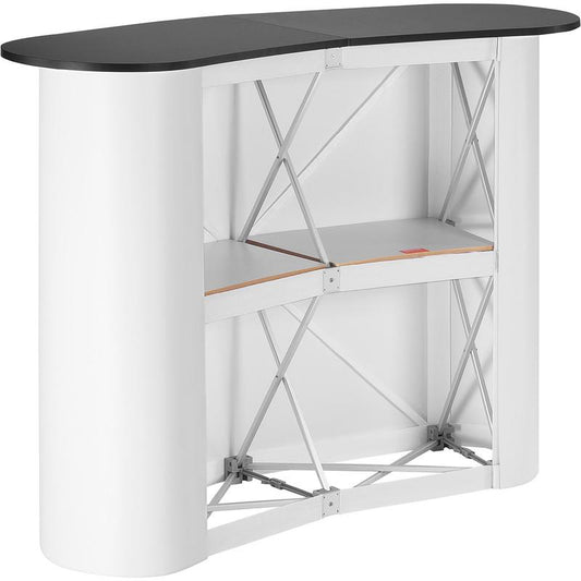 Portable Trade Show Booth/Counter - Heavy-Duty Engineered Wood Exhibition Stand with Storage Shelf, Pop-Up Podium Desk for Retail, Conferences, Markets (130x46.5x95cm, Carry Compatible)