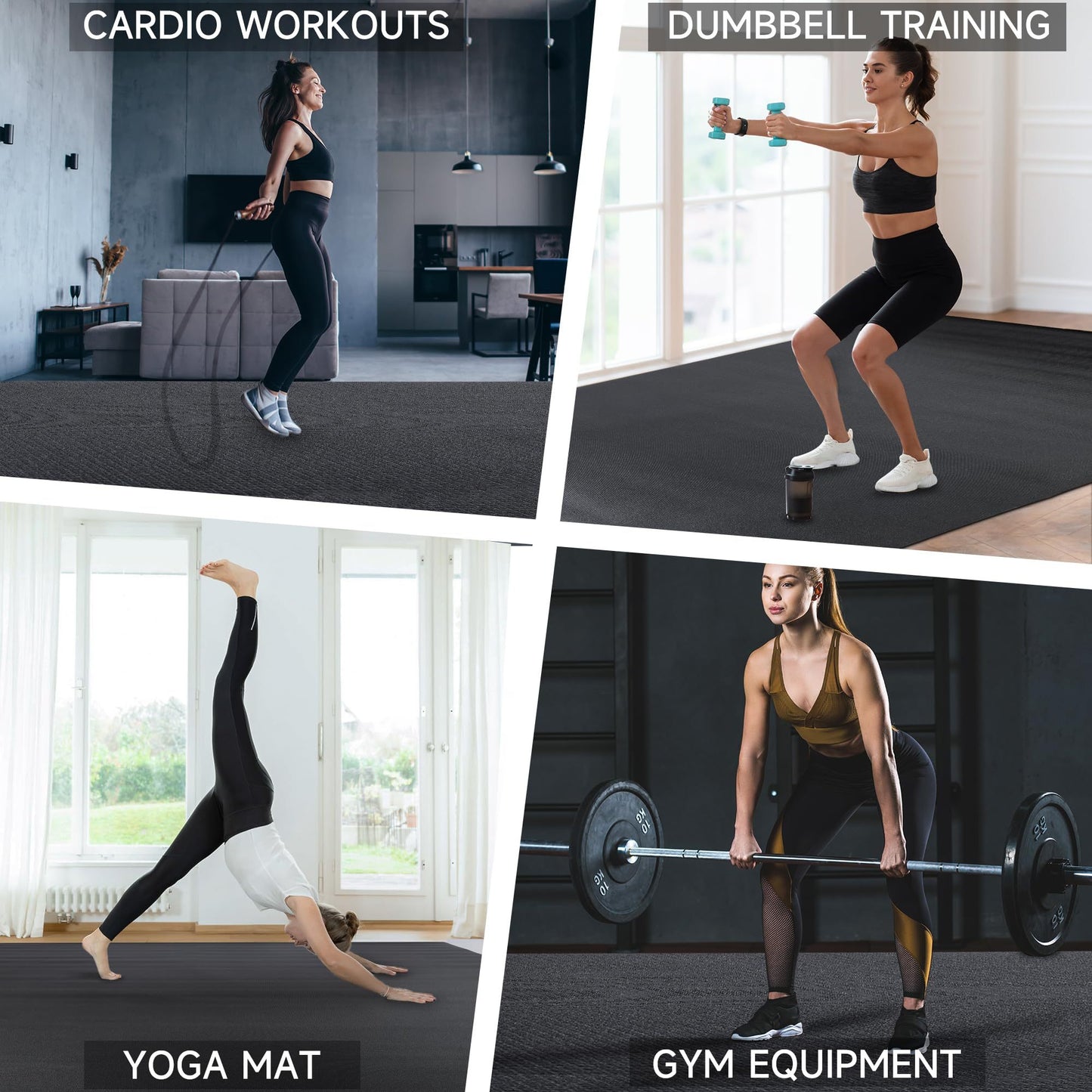 Trainingsmat – Fitnessmat – Oefenmat – Sportmat – Yogamat – Extra Groot 240x180 cm – 7 mm Dikke Duurzame PVC Mat Met Draagriemen En Opbergzakken