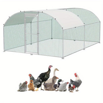 Kippenhok – Kippenren – Pluimveehok – Dierenhok – Buitenverblijf – Verzinkt Staal – 3x4 Meter – Veilig Met Slot & Koepeldak