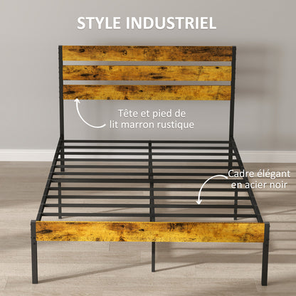 Tweepersoonsbed – Bedframe – Boxspringbed – Industrieel Bed – Slaapbed – Industrieel Design – Stevig Stalen Frame – Ruime Opbergruimte Onder Bed – Geschikt Voor Matras 140x200 cm