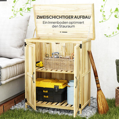 Tuinkast – Tuinkist – Tuinberging – Gereedschapskast – Opbergkast – Hout Met Roestvrijstalen Werkblad – Dubbele Deuren