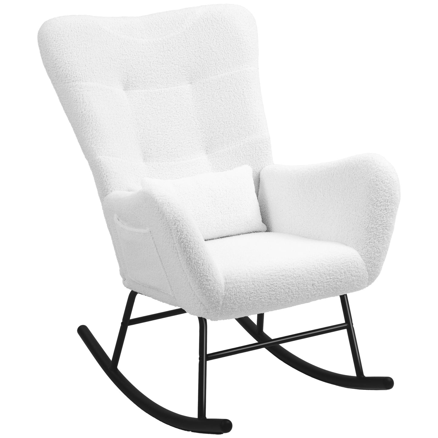 Bureaustoel – Draaifauteuil – Kantoorstoel – Relaxstoel – Fauteuil – Fluweelzachte Teddy Bekleding – Ergonomisch Lendenkussen – Non-Slip – Max. 120 kg – Wit