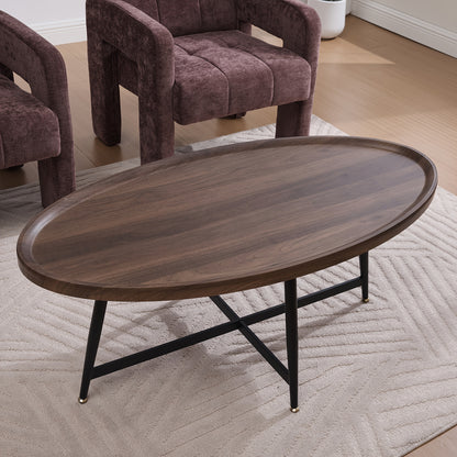 Salontafel Ovalen – Koffietafel – Bijzettafel – Tafel – Woonkamertafel – Bruin – Scandinavisch Design – Stevig Metalen Frame
