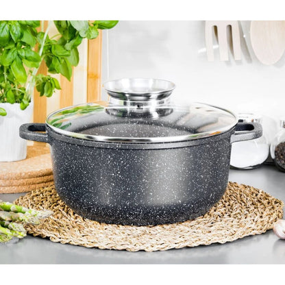 8-Delige Pannenset – Kookpannen Set – Pannen Set – Potten Set – Keukenpannen – Inductie Geschikt – Anti-aanbak Coating – Inclusief Glazen Deksels – Snelle Warmteverdeling – Zwart
