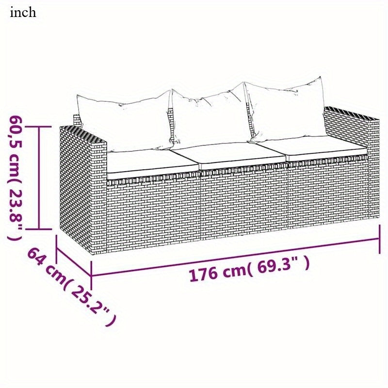Tuinbank – Buitenbank – Zitbank – Balkonbank – 3-Zits – Inclusief Kussens – Duurzaam Houtmix – Matzwart