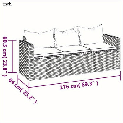 Tuinbank – Buitenbank – Zitbank – Balkonbank – 3-Zits – Inclusief Kussens – Duurzaam Houtmix – Matzwart