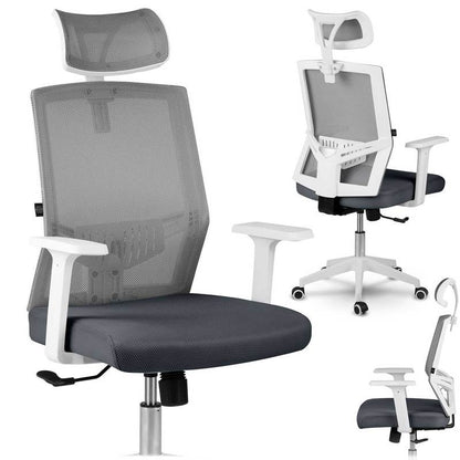 Bureaustoel – Office Chair – Gamestoel – Draaistoel – Kantoorstoel – Ademend Mesh – Verstelbare Hoofdsteun & Kantelmechanisme - Donkergrijs