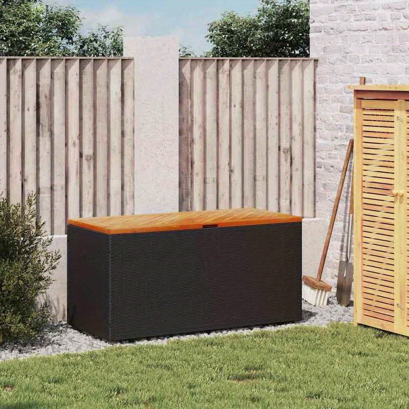 Tuinkist – Opbergbox – Tuinopbergbox – Kussenbox – Tuinbox – Geweven Poly Rattan & Acaciahout – Weerbestendig Ontwerp – Ruime Afmetingen 110x50x54 cm