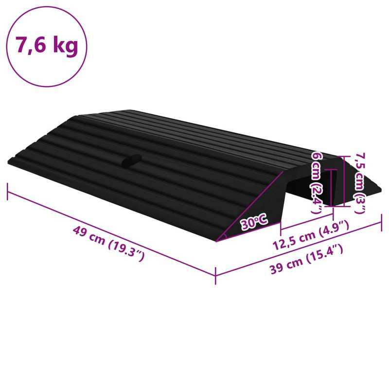 Drempelhulp – Drempelramp – Drempeloplossing – Toegangshelling – Rolstoelhelling – Set Van 3 – Rubber Met Antislip – 49x40x8 Cm