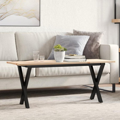 Eettafel – Familietafel – Salontafel – Tafel – Dinertafel – Massief Grenenhout – Stalen X-Frame – 110x40x45 cm – Natuurlijk Design