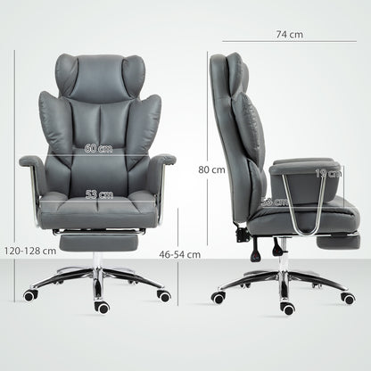 Bureaustoel – Ergonomische Stoel – Office Chair – Draaistoel – Bureau Stoel – Verstelbare Rugleuning – Uitschuifbare Voetensteun – Lichtgrijs – Max 120 kg
