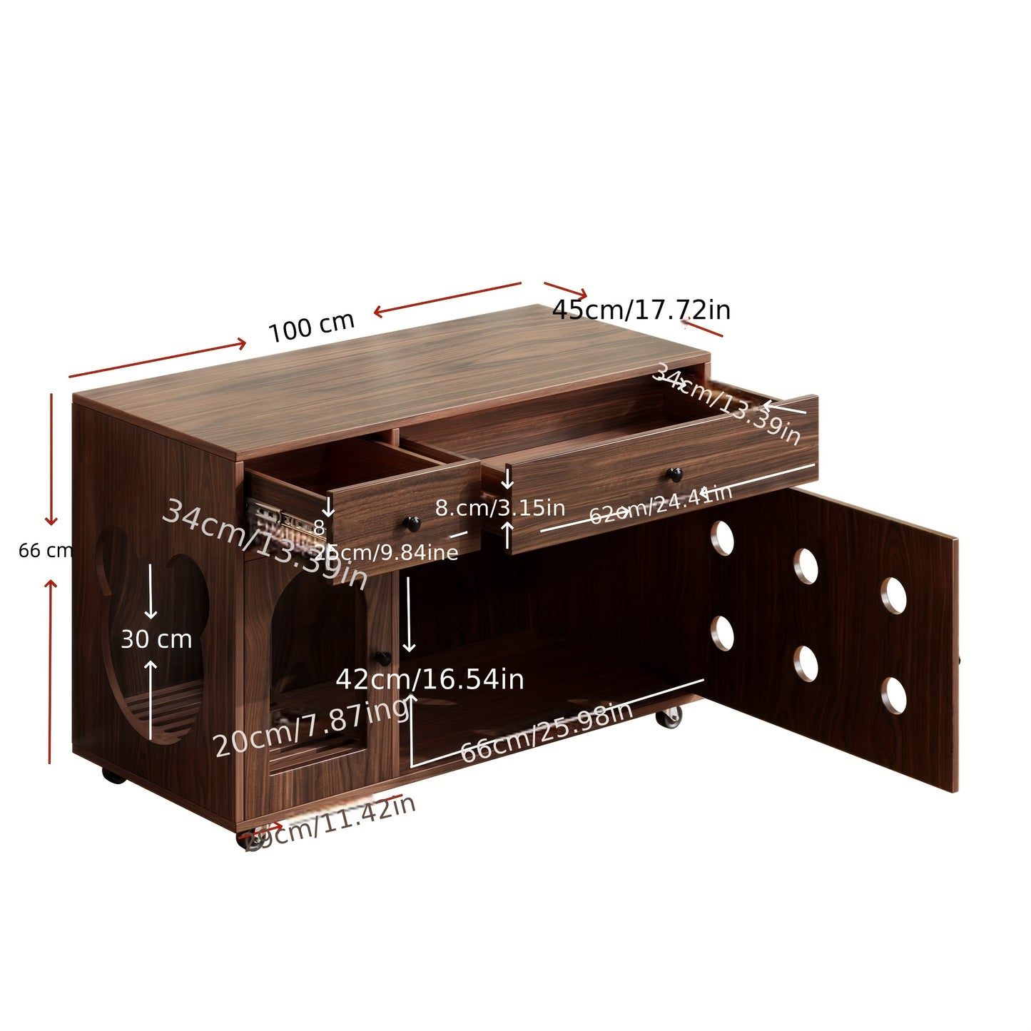 Rustieke Wicker Bijzettafel – Sidetable – Opbergtafel – Kattenhuis – Dressoir – Compact Ontwerp – Uitneembare Kattenbaklade – Duurzaam Rattan – Kaki Variant