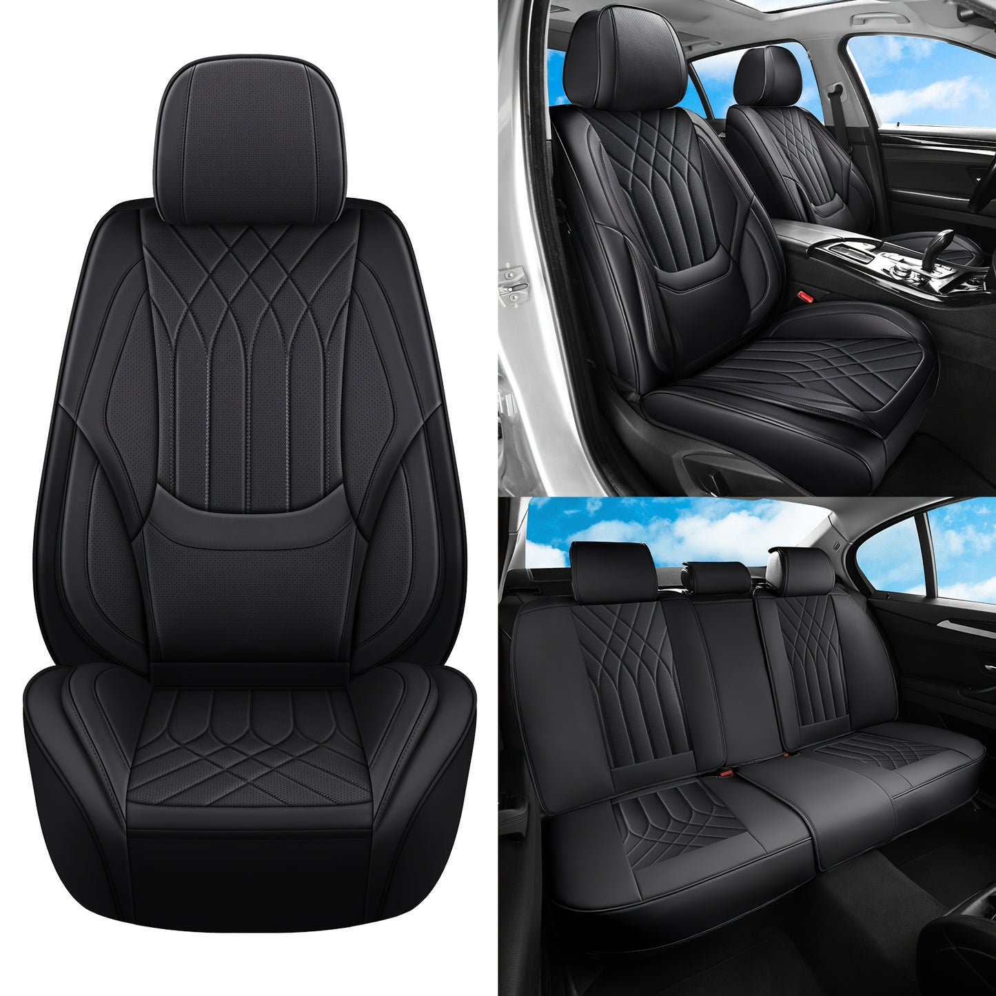 Autostoelhoes – Stoelhoes – Stoelbekleding – Autostoelbeschermer – Autostoelhoez – Universele Pasvorm – Premium PU Leer – Comfortabele Sponsvulling