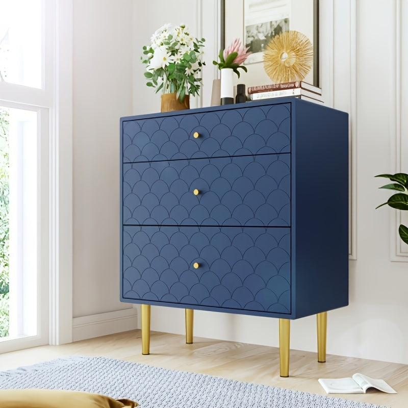Ladekast – Ladenkast – Ladenkastje – Commode – Opbergkast – Navy Blauw – 3 Lades – Duurzaam Bamboe – Eenvoudige Montage