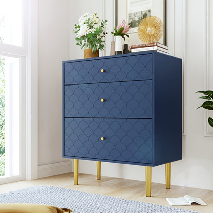 Ladekast – Ladenkast – Ladenkastje – Commode – Opbergkast – Navy Blauw – 3 Lades – Duurzaam Bamboe – Eenvoudige Montage