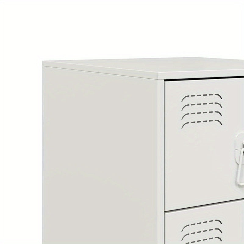 Nachtkastje – Bijzettafel – Kastje – Opbergkast – Slaapkamerkast – Wit Gelakt Staal – Compact 34,5x39x62 cm – Duurzaam & Modern Design