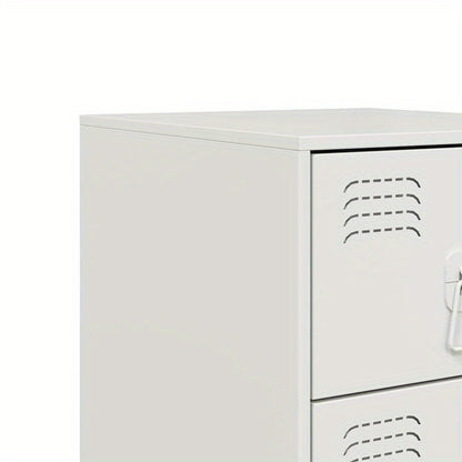Nachtkastje – Bijzettafel – Kastje – Opbergkast – Slaapkamerkast – Wit Gelakt Staal – Compact 34,5x39x62 cm – Duurzaam & Modern Design