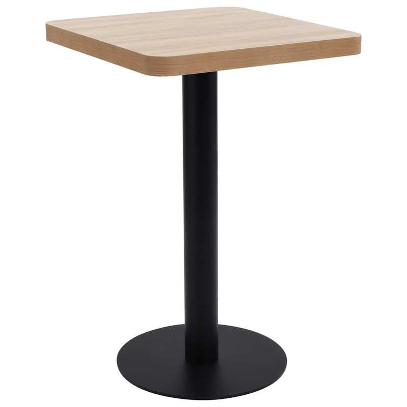 Bistrotic Light Brown Modern Bistro Table - 50x50cm Round/Rectangular MDF Wood & Metal Base, Space-Saving Indoor/Outdoor Dining Table or Accent Furniture, Easy-Clean Surface, Durable & Sturdy Design for Home, Cafe, Restaurant