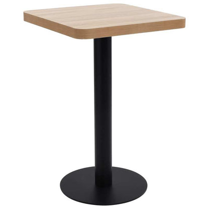 Bistrotic Light Brown Modern Bistro Table - 50x50cm Round/Rectangular MDF Wood & Metal Base, Space-Saving Indoor/Outdoor Dining Table or Accent Furniture, Easy-Clean Surface, Durable & Sturdy Design for Home, Cafe, Restaurant