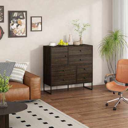 Ladekast – Ladenkast – Opbergkast – Dressoir – Commode – 6 Lades & 1 Deur – MDF Houtnerf – Compact Design 100x40x98 cm