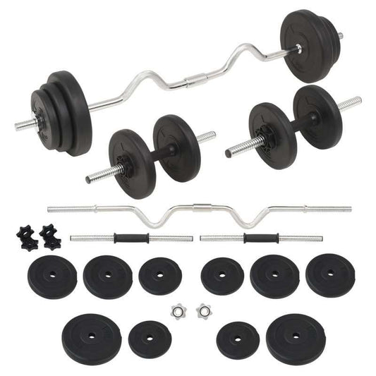 Langhantel- und Kurzhantel-Set 30kg – Halterstange – Gewichtsscheiben – Hantelscheiben – Kurz-Hantelstange – Robuste Verarbeitung – Vielseitiges Fitnesszubehör