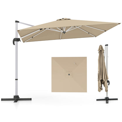 Tuinscherm Parasol – Tuintent Zonnescherm – Terrasparasol – Marktparasol – Beige – 300x300 cm Groot – 360° Draaibaar Met Slingerbediening