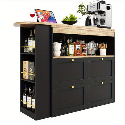 360 Degree Swivel Serving Table With 4 Drawers Storage Cabinet Side Table For Dining Room Office Living Room Home Furniture Modern Design