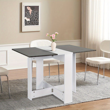 Eettafel – Tafel – Eettafel Uitbreidbaar – Keukentafel – Tafel Rechthoekig – Modern Wit & Natuurlijk Klei Bruin – Compact Formaat 103x76x73,4 cm – Onderhoudsvriendelijk & Stevige Poten
