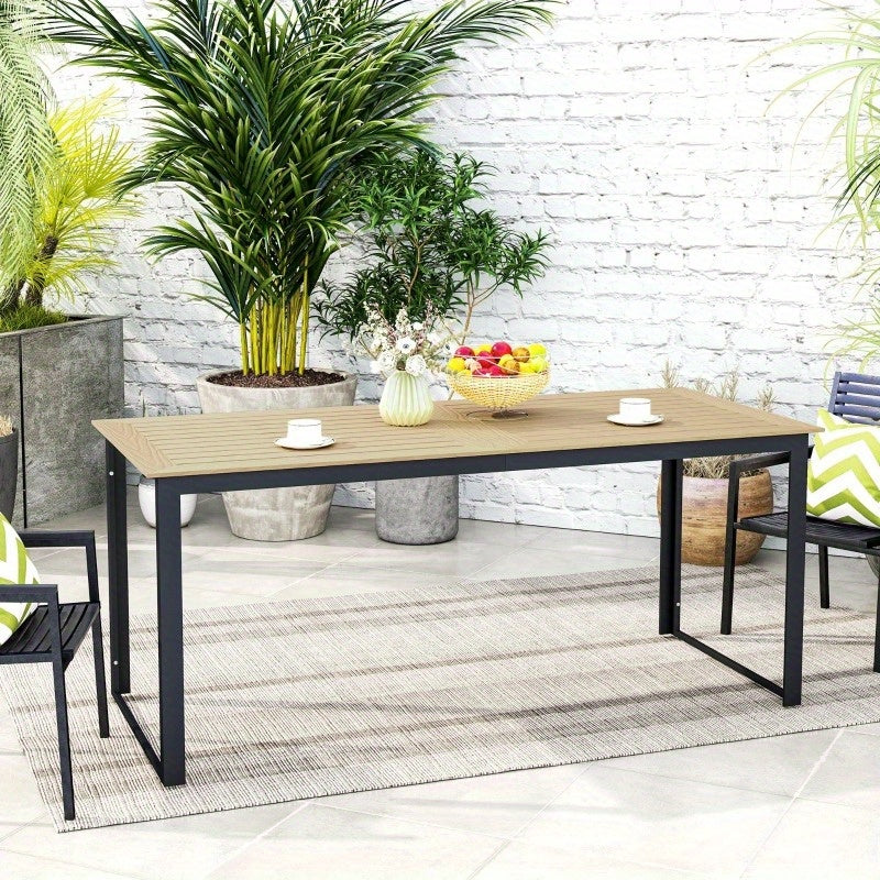 Tuintafel – Buitentafel – Balkon Tafel – Terrastafel – Tuinmeubel – Verstelbare Hoogte – Weerbestendig IJzeren Frame – 175x78 cm – 6 Persoons