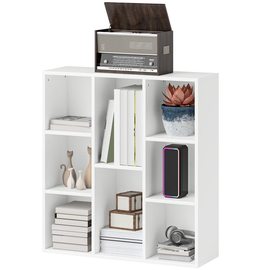 Boekenrek – Boekenkast – Opbergkast – Vakkenkast – Boekenplank – 3 Lagen – 8 Vakindelingen – Hoogwaardig Spaanplaat – Wit