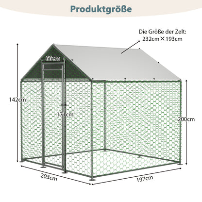 Kippenhok – Kippenren – Buitenren – Dierenren – Pluimveeverblijf – 2x2 Meter – Gegalvaniseerd Stalen Frame – Waterdichte PE Hoes