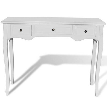 Sidetable – Consoletafel – Wandtafel – Haltafel – Dressoir – 3 Ruime Laden – Stevig Hardhouten Frame – Strak Wit Afgewerkt