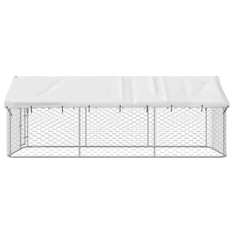 Hondenkennel – Hondenren – Hondenhok – Dierenverblijf – Buitenkennel – Grote Afmeting 399x201x150 cm – Afneembaar Dak Met Regengoot – Duurzaam Metalen Frame & Weerbestendige Cover