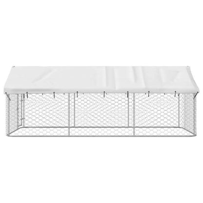 Hondenkennel – Hondenren – Hondenhok – Dierenverblijf – Buitenkennel – Grote Afmeting 399x201x150 cm – Afneembaar Dak Met Regengoot – Duurzaam Metalen Frame & Weerbestendige Cover
