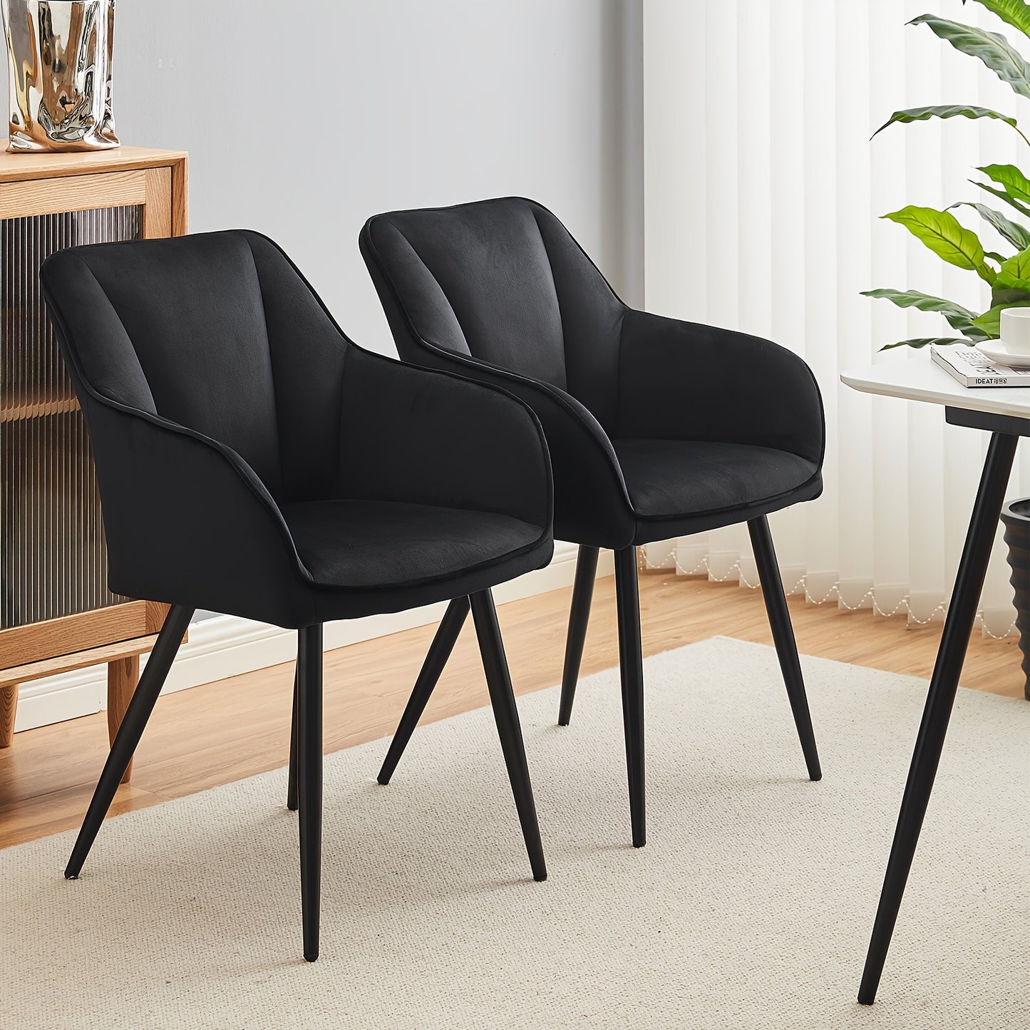 Eetkamerstoel – Stoel – Accentstoel – Armstoel – Tubstoel – Grijs – Fluwelen Bekleding – Ergonomisch Ontwerp