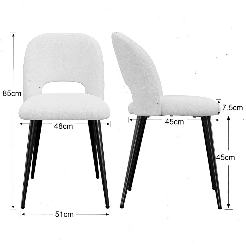 Eetkamerstoel – Stoel – Designstoel – Bureaustoel – Witte Stoel – Scandinavisch Design – Fluwelen Rugleuning – 48x45x85 cm