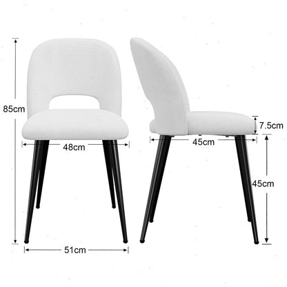 Eetkamerstoel – Stoel – Designstoel – Bureaustoel – Witte Stoel – Scandinavisch Design – Fluwelen Rugleuning – 48x45x85 cm