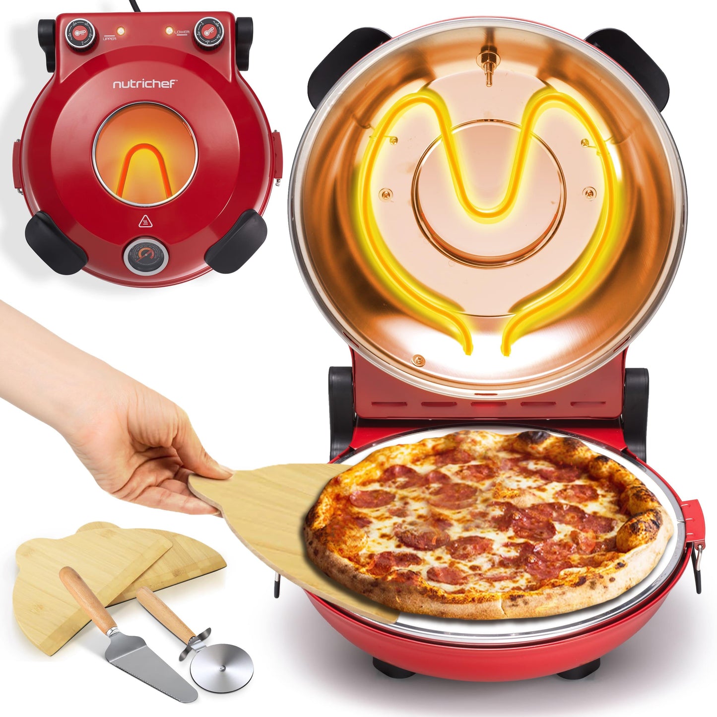 Pizzaoven – Elektrische Oven – Pizzamaker – Bakoven – Mini Oven – 1200 Watt Vermogen – Tot 425°C Temperatuur
