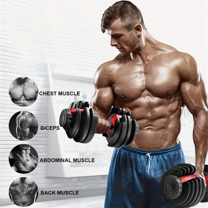 Verstelbare Dumbbell – Halter – Dumbbells – Gewichtenset – Halterset – 24 kg – Snel Verstelbaar – Compact En Ruimtebesparend