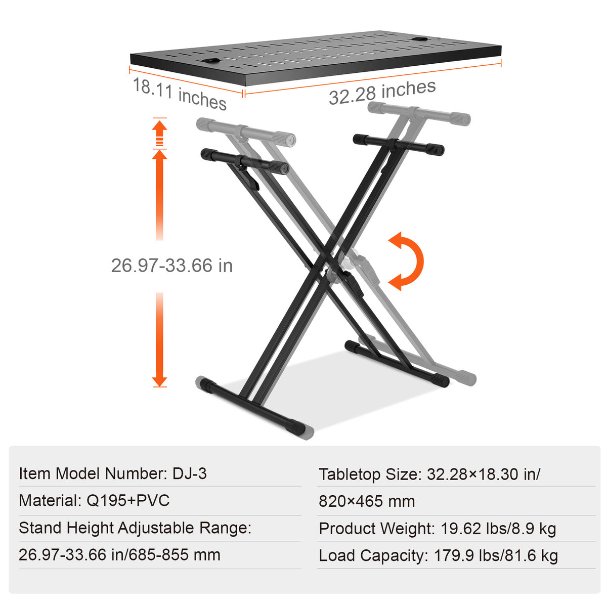 DJ tafel – DJ booth – DJ stand – Muziektafel – Mixer tafel – Verstelbare hoogte – Stabiel legeringsstaal frame