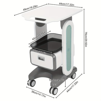 Opbergwagen – Mobiele Werkwagen – Beautywagen – Schoonheidskar – Medische Trolley – 4 Zwenkwielen Met Rem – Stevig ABS Materiaal 44x36x76 cm