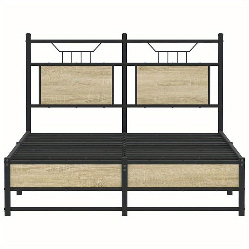 Bed frame without Mattress Oak Sonoma 120x190cm in Chipboard Practical, removable, suitable for all seasons, Guest Bed Setup, Versatile Sleeping Solution, Minimalist Bed Frame, Contemporary Design, Easy Assembly, Removable De