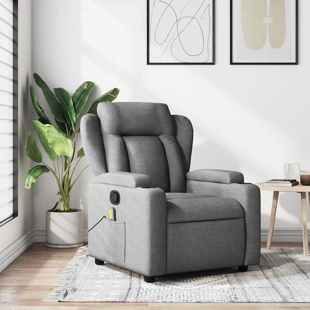 Relaxstoel – Fauteuil – Loungefauteuil – Relaxfauteuil – Leunstoel – Handmatig Verstelbaar Tot 135 Graden – Inclusief Massagefunctie – Donkergrijze Ademend Stof