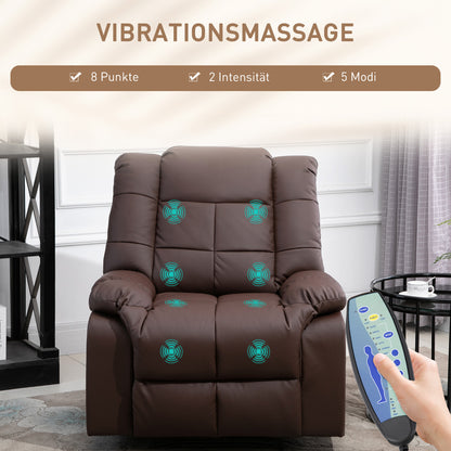 Massagestoel – Relaxstoel – Massagefauteuil – Wellnessstoel – Bruine Kunstleren Massagestoel – Compact Formaat 94x99x99 cm – Met Afstandsbediening