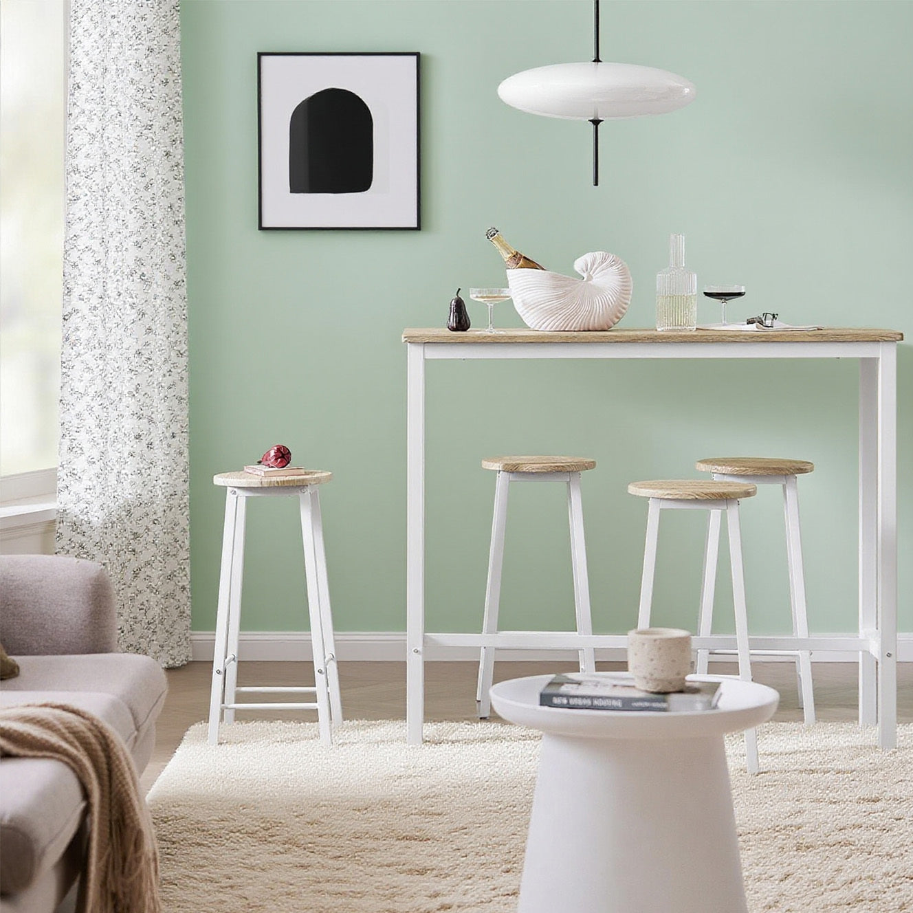 Eettafelset – Barset – Keukentafelset – Bistroset – Compact Dinermeubel – Ruimtebesparend Ontwerp – MDF Tafelblad Met Stalen Frame