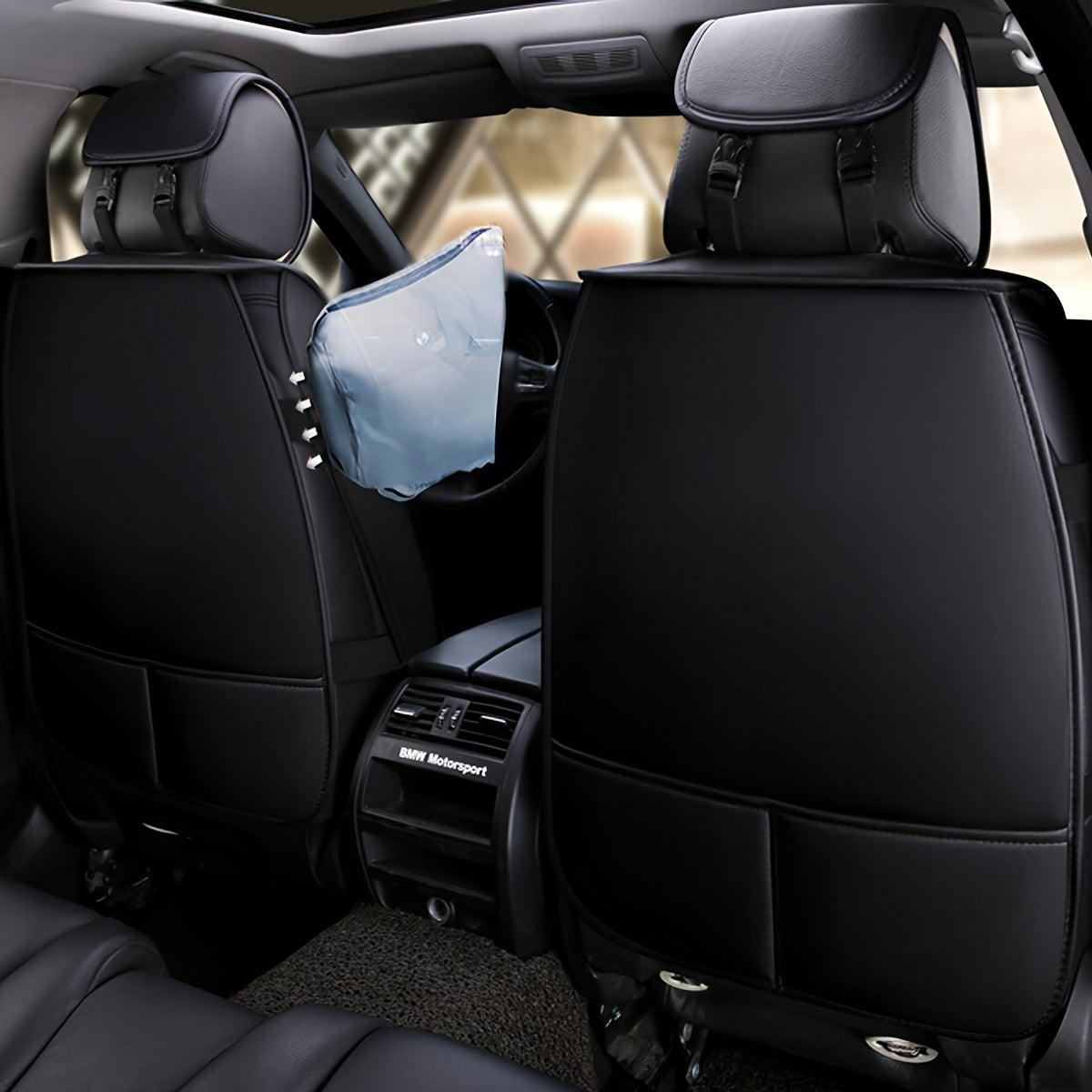 Autostoelhoezen Set – Stoelbekleding – Stoelhoes Auto – Autostoelbescherming – Universele Stoelhoezen – PU Leer – All-Season Comfort – Geschikt Voor 5 Zitplaatsen – Zwart-Grijs