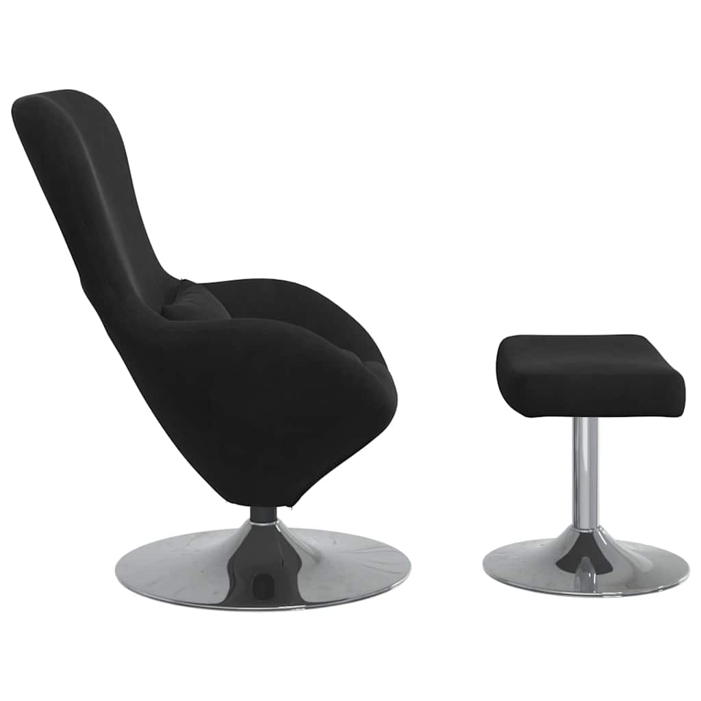 Fauteuil – Draaifauteuil – Relaxstoel – Lounge Fauteuil – Zwarte Fauteuil Met Voetensteun – Zachte Stoffering – Draaibaar